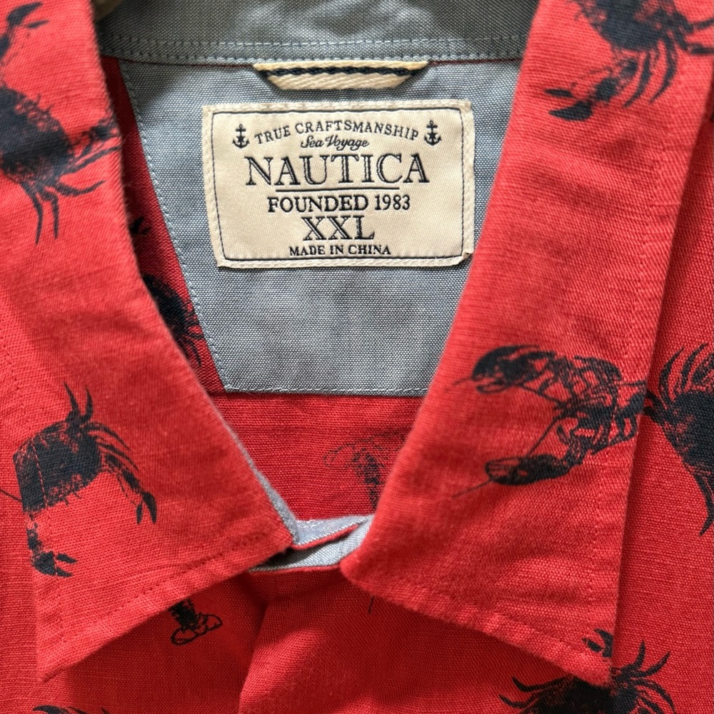 Nautica | Lobster + Crab Bake | Muted Red & Navy Blue | Men’s XXL